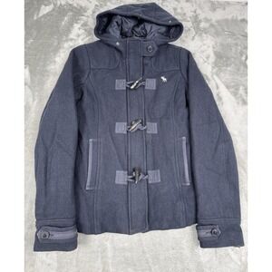 Abercrombie Fitch Blue Wool Parka Womens Medium Hooded 2000s Y2K Jacket Coat VTG
